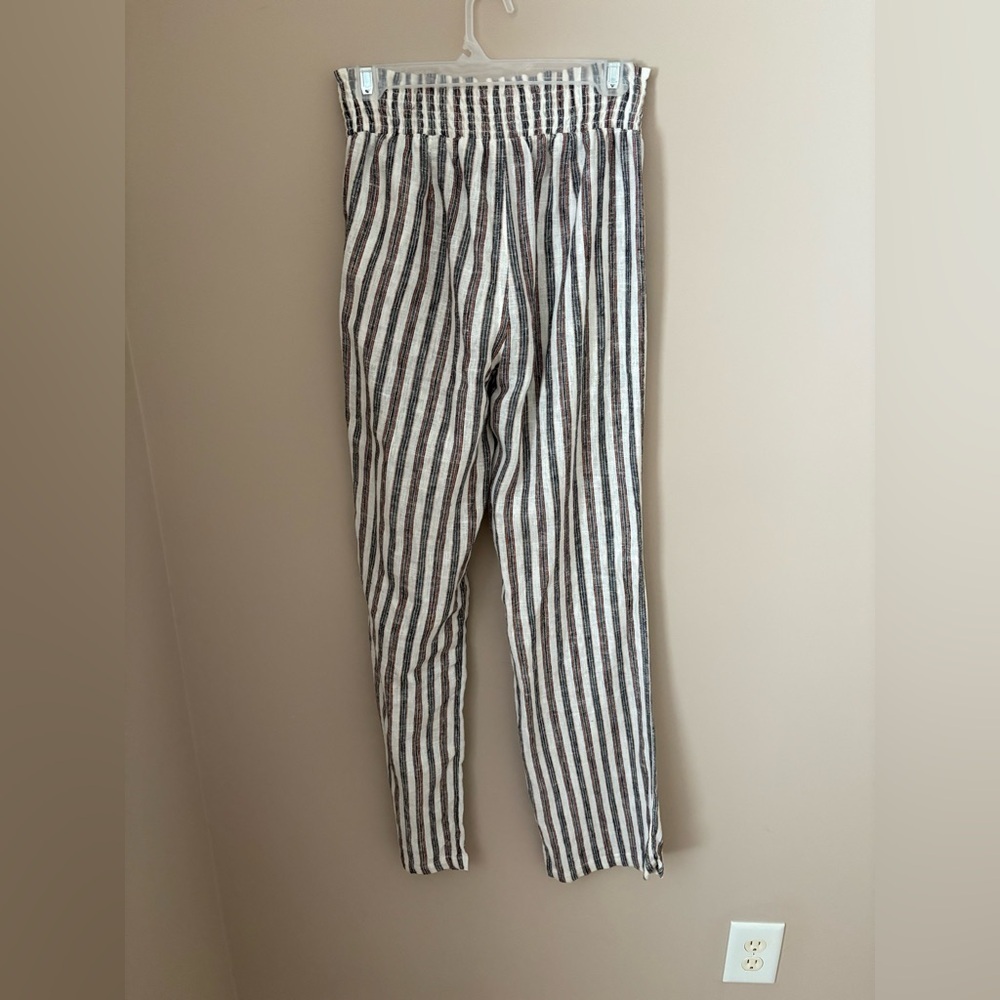 Love Tree Womens Multicolor Linen Tie Waist Striped Wide Leg Pants Size S - Picture 3 of 4